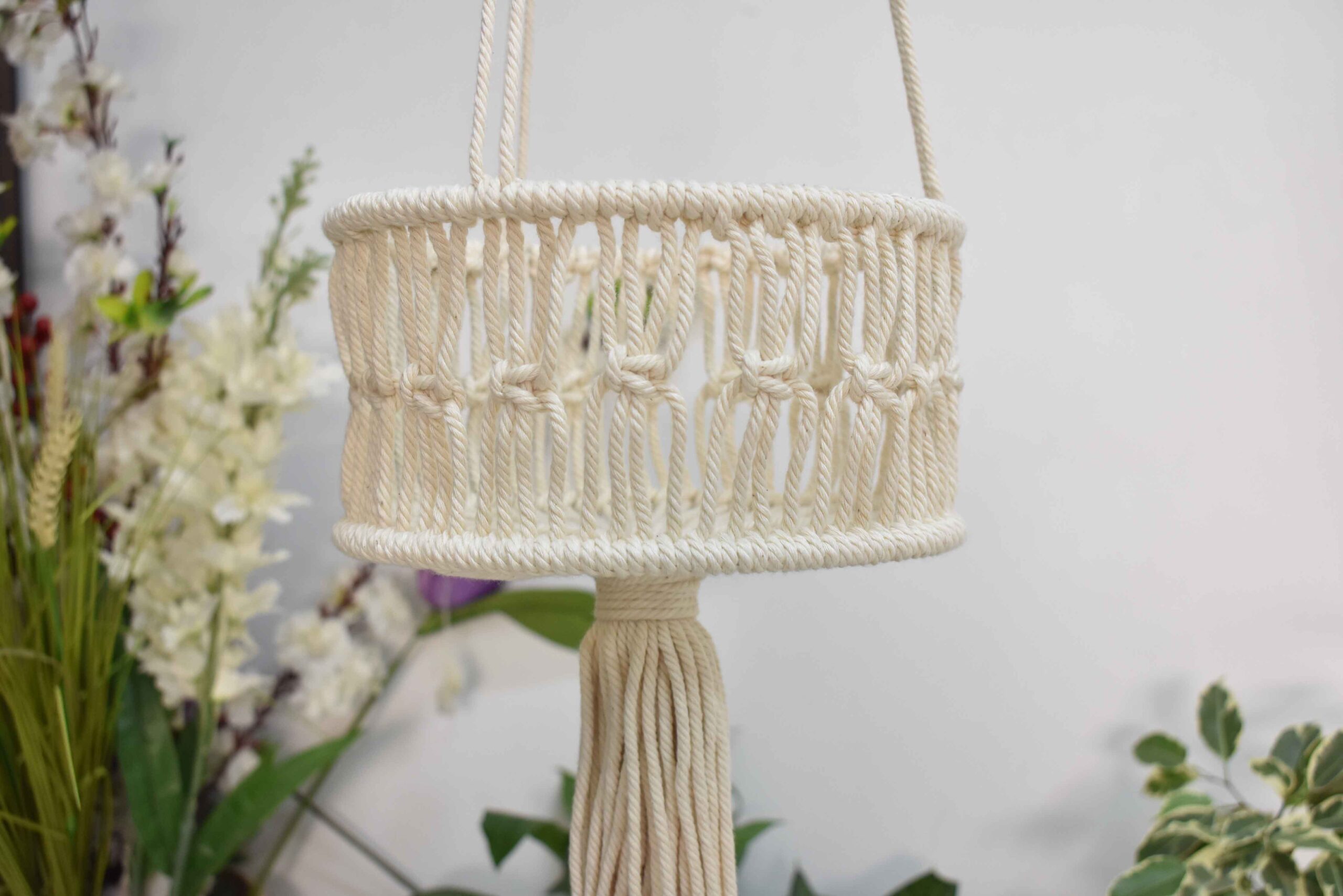 Macrame Cotton Plant Hanger Basket Design