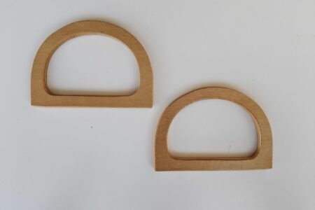 D Shape Wooden Natural Polished Bag Handle- Set of 2Pc