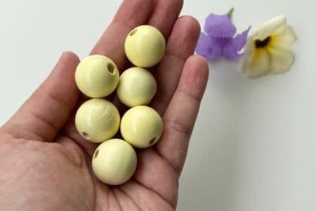 Round Wooden Color Beads - Light Yellow (20,16,10 MM)