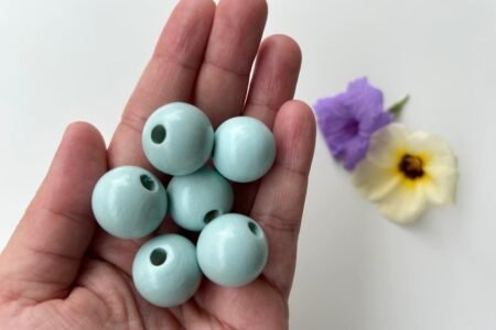 Round Wooden Color Beads - Light Sky Blue (20,16,10 MM)