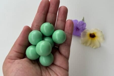 Round Wooden Color Beads - Mint Green (20,16,10 MM)