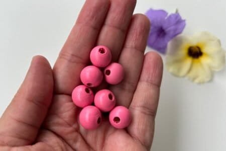Round Wooden Color Beads - Bubblegum Pink (20,16,10 MM) - 10mm x 20 Pc