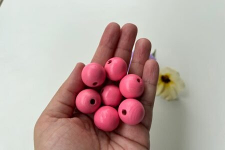 Round Wooden Color Beads - Bubblegum Pink (20,16,10 MM)