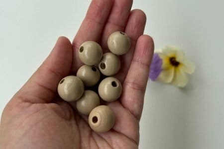 Round Wooden Color Beads - Dark Beige (20,16,10 MM)