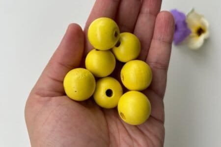 Round Wooden Color Beads -Lemon Yellow (20,16,10 MM)