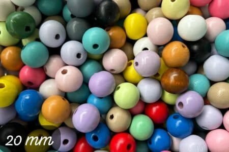Mixed Color Round Wooden Beads - 50pc (20,16,8 MM)