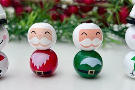 Christmas Santa Claus Wooden Beads - Red & Green